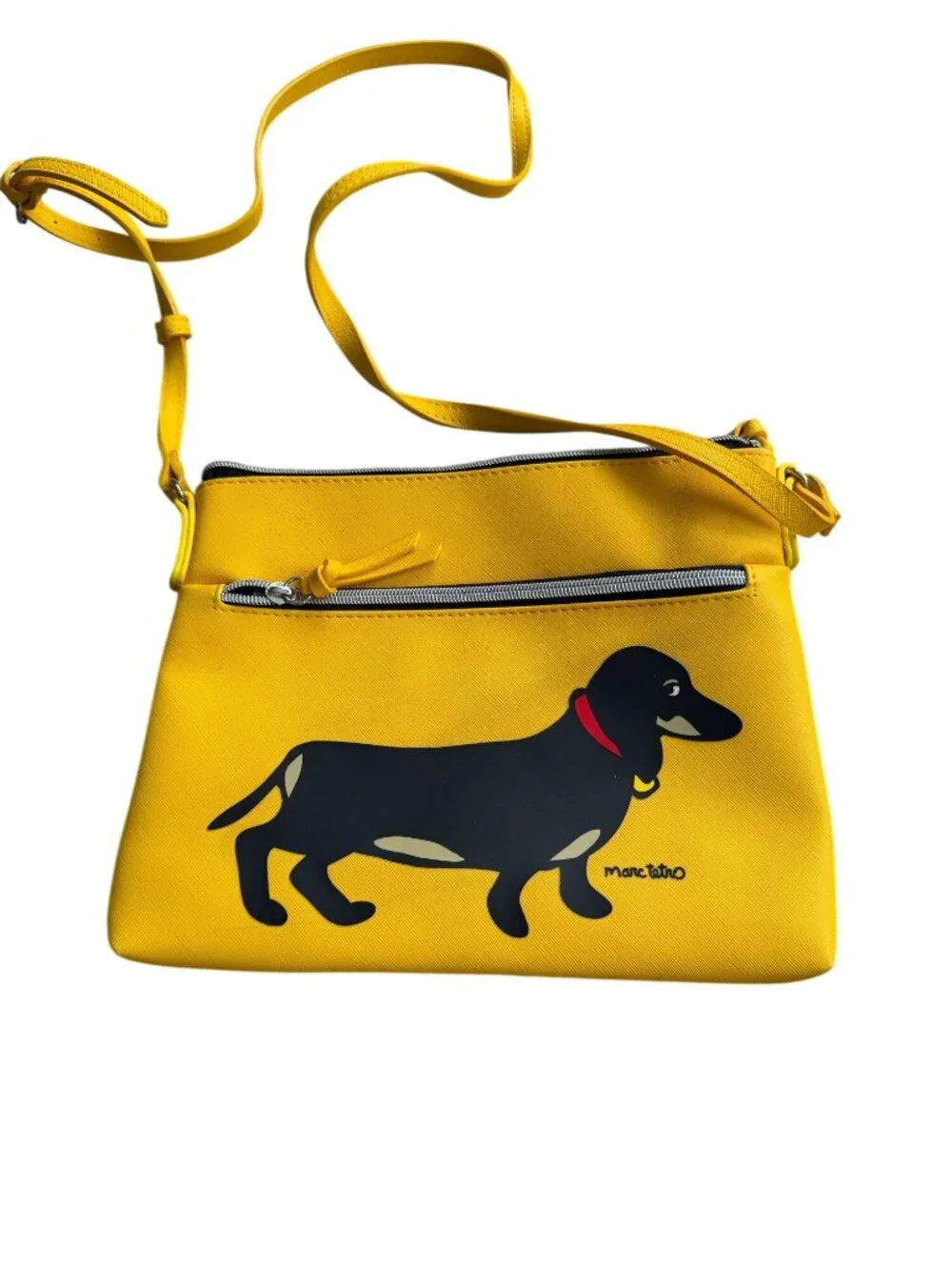 MARC TETRO yellow Dachshund Crossbody Handbag Bag